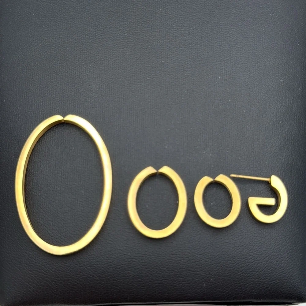 Gold tone adjustable drop hoop modular versatile classic timeless earrings